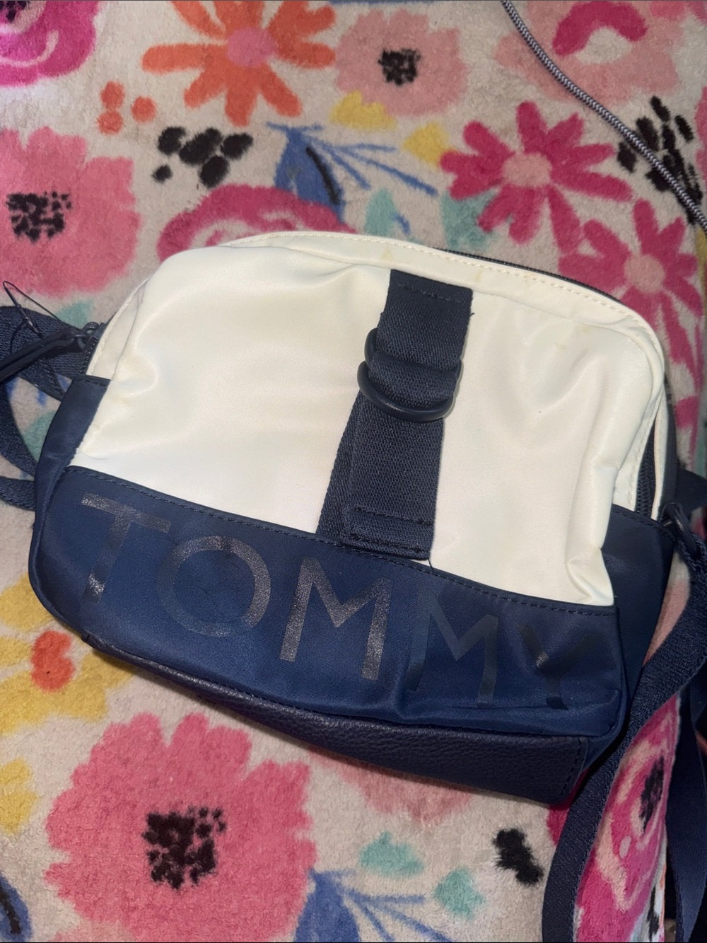 Tommy Hilfiger Navy and White Messenger Crossbody